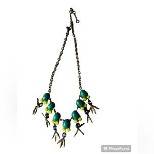 Green and yellow jeweled necklace